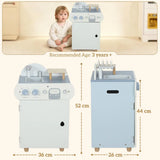 AIYAPLAY Wooden Dishwasher Playset with Faucet, Sink & 32 Accessories – Toy Kitchen Washing-Up Set