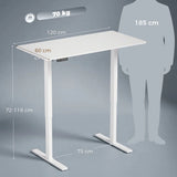 HOMCOM Electric Standing Desk with Memory Presets, LED Display & Cable Holes – Height Adjustable, White