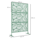 Outsunny Metal Decorative Privacy Screen, Leaf Design – Outdoor Garden Divider and Trellis, Green