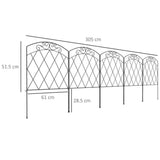Outsunny 3m Decorative Metal Garden Fence, Diamond and Swirl Pattern – Flexible Border Fencing