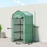 Outsunny Three-Tier Mini Greenhouse with Steel Frame, PE Cover & Roll-Up Door – Portable, Green