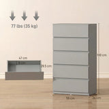 HOMCOM 5-Drawer Chest of Drawers with Soft-Close Hinges and Handle-Free Design – Modern Bedroom Storage Unit