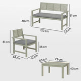Outsunny 4 Seater Acacia Wood Garden Furniture Set with Loveseat, Armchairs and Table – Patio Sofa Set, Light Grey