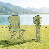 Outsunny Folding Camping Chairs Set of 2 with Cup Holders & Carry Bag – Portable Outdoor Camp Chairs, Green