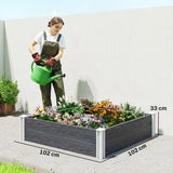 Outsunny Vinyl Raised Garden Bed Kit with Slotting Legs and Open Bottom – Modular 3 x 3 x 1ft Planter, Dark Grey