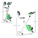 HOMCOM Folding Exercise Bike with 8-Level Magnetic Resistance, LCD Monitor & Pulse Sensor – Home Cardio, Green