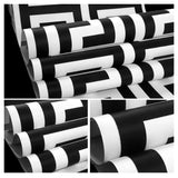 Debona Athena Greek Key Metallic Glitter Wallpaper, White and Black – 10m Roll
