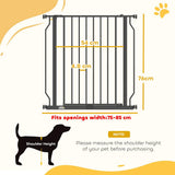 PawHut Extra Wide Pressure Fit Dog Gate with Double-Locking Door – Adjustable 75-85 cm Barrier, Black
