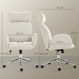 HOMCOM Boucle Office Chair with Adjustable Headrest and Spring Pack – Ergonomic High Back Chair, Pale Grey