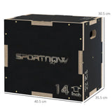 SPORTNOW 3-Height Wooden Plyo Jump Box with Non-Slip Surface & Handles – Home Gym Step Up Box, Black