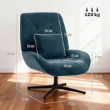 HOMCOM Swivel Accent Chair with Lumbar Pillow, High Back and Deep Seat – Chenille Upholstered Armchair, Dark Green
