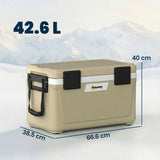 Outsunny 42.6L Insulated Cool Box with Handles, Lid & Drain Valve – Portable Camping Ice Cooler, Khaki