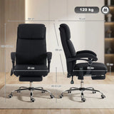 Vinsetto High Back Massage Office Chair with Heat, Footrest & 135° Recline – Faux Linen, Black