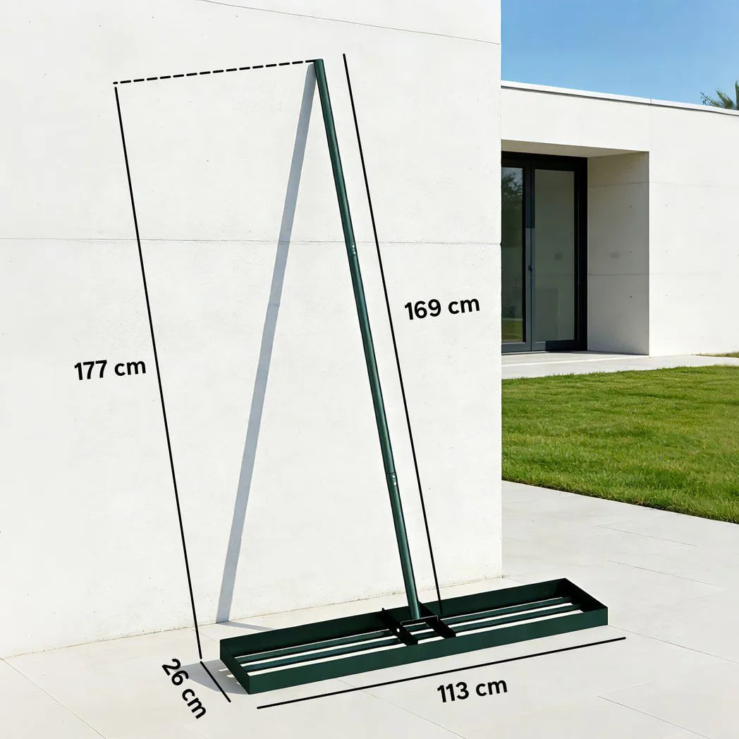 Outsunny Lawn Levelling Rake – 113 x 26cm Lawn Leveller Lute with 169cm Handle for Soil, Sand and Grass