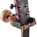Wall-Mounted Guitar Hanger with Auto-Lock Hook and Solid Wood Base – Guitar Storage and Display Stand