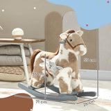 AIYAPLAY Baby Rocking Horse with Realistic Sounds & Bunny Toy – Plush Ride-On Animal Rocker for Ages 2-5, Brown