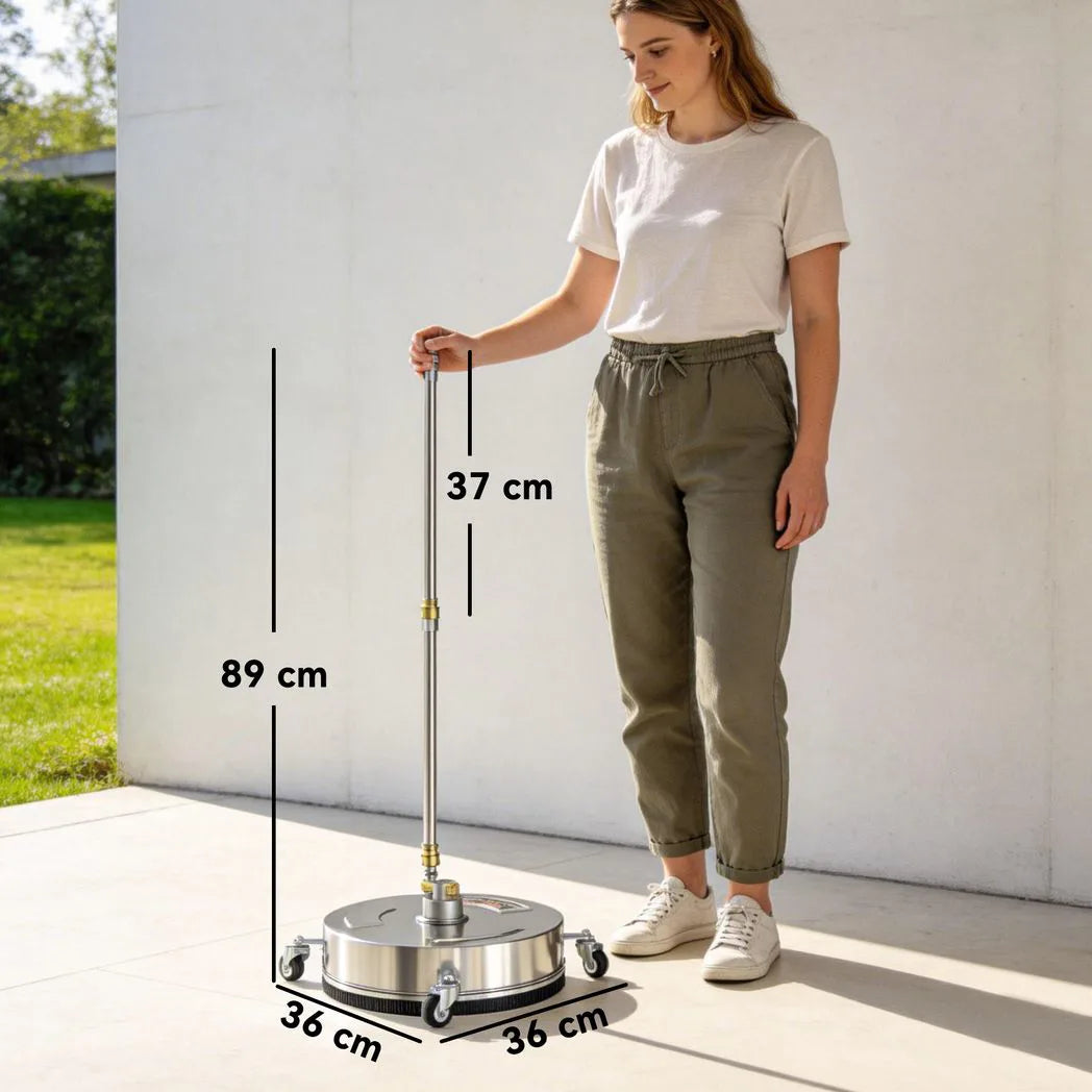 Outsunny 3600 PSI Pressure Washer Surface Cleaner, 33cm Stainless Steel, 4 Wheels – Driveways and Patios