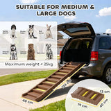 PawHut Dog Car Ramp with Anti-Slip Steps – 10-Step Foldable Pet Stairs for Cars and High Beds, Brown