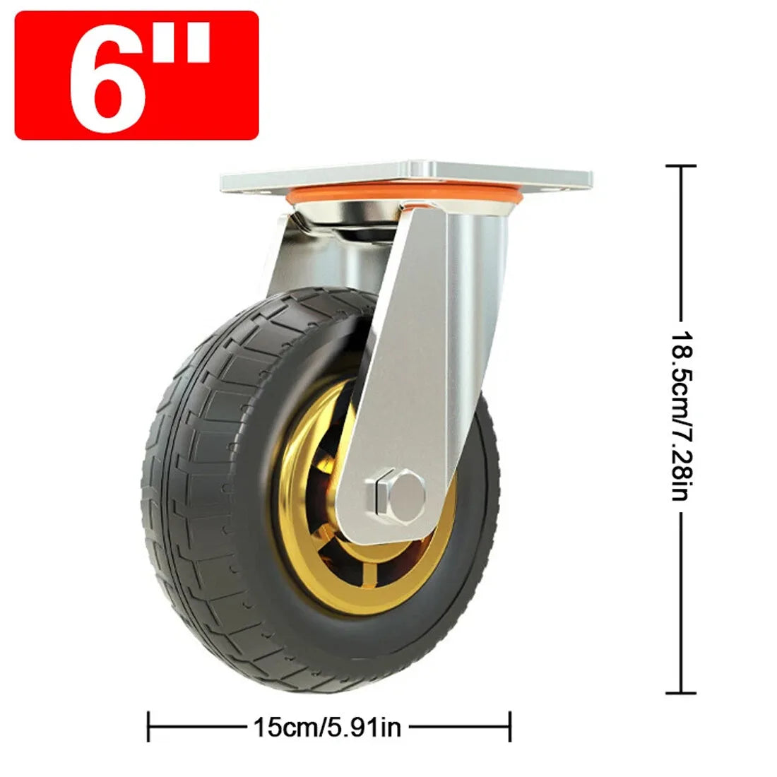 4 x 150mm Heavy Duty Swivel Castor Wheels with Brakes – Non-Marking Rubber, 300kg Combined Load
