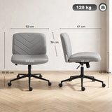 HOMCOM Armless Home Office Desk Chair with Wide 62cm Seat, Adjustable Height and Rocking – Pet-Friendly Leather, Grey