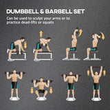 HOMCOM 15kg 2-in-1 Adjustable Dumbbell Set with Barbell Connecting Rod – Home Gym Hand Weights, Black