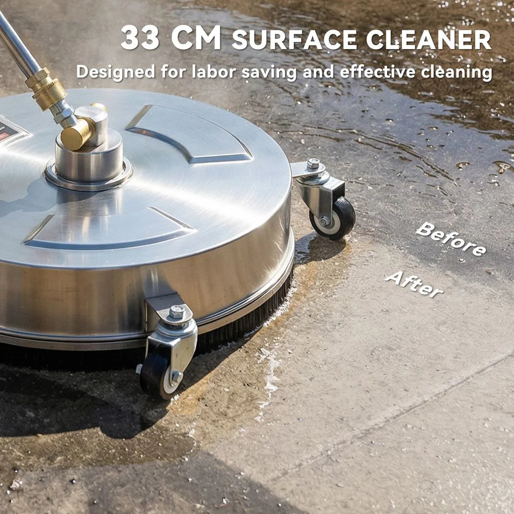 Outsunny 3600 PSI Pressure Washer Surface Cleaner, 33cm Stainless Steel, 4 Wheels – Driveways and Patios