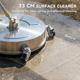 Outsunny 3600 PSI Pressure Washer Surface Cleaner, 33cm Stainless Steel, 4 Wheels – Driveways and Patios