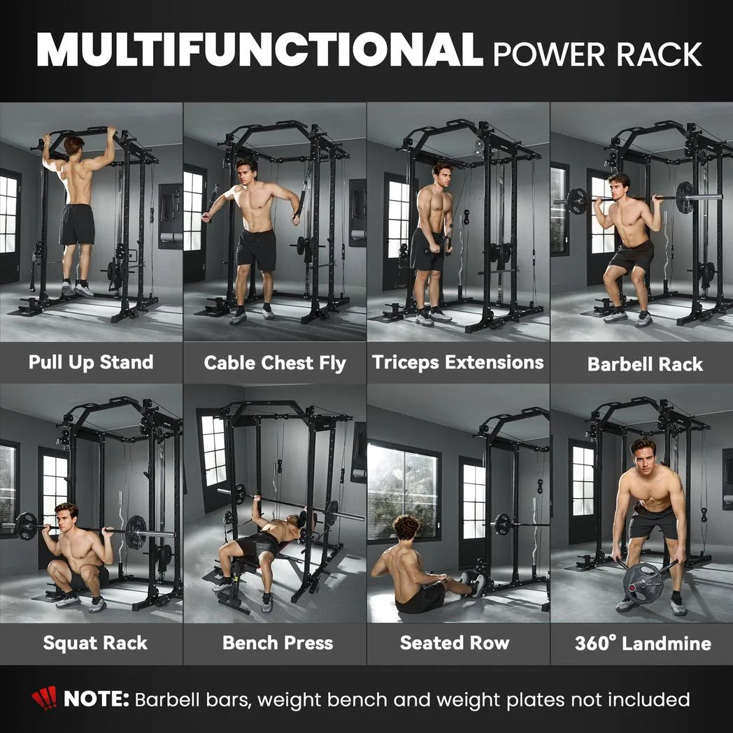SPORTNOW Cable Crossover Machine with Lat Pull-Down, Pull-Up Station & Barbell Rack – Home Multi Gym
