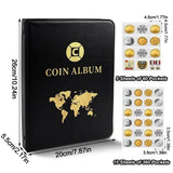 420-Pocket Coin Album with 20 Pages and PU Leather Cover – Collecting Folder for Coins and Stamps, Black