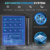 HOMCOM 42L 16-Bottle Wine Cooler Fridge with Glass Door, Touch Panel & Inner Lights – Wine Chiller, Black