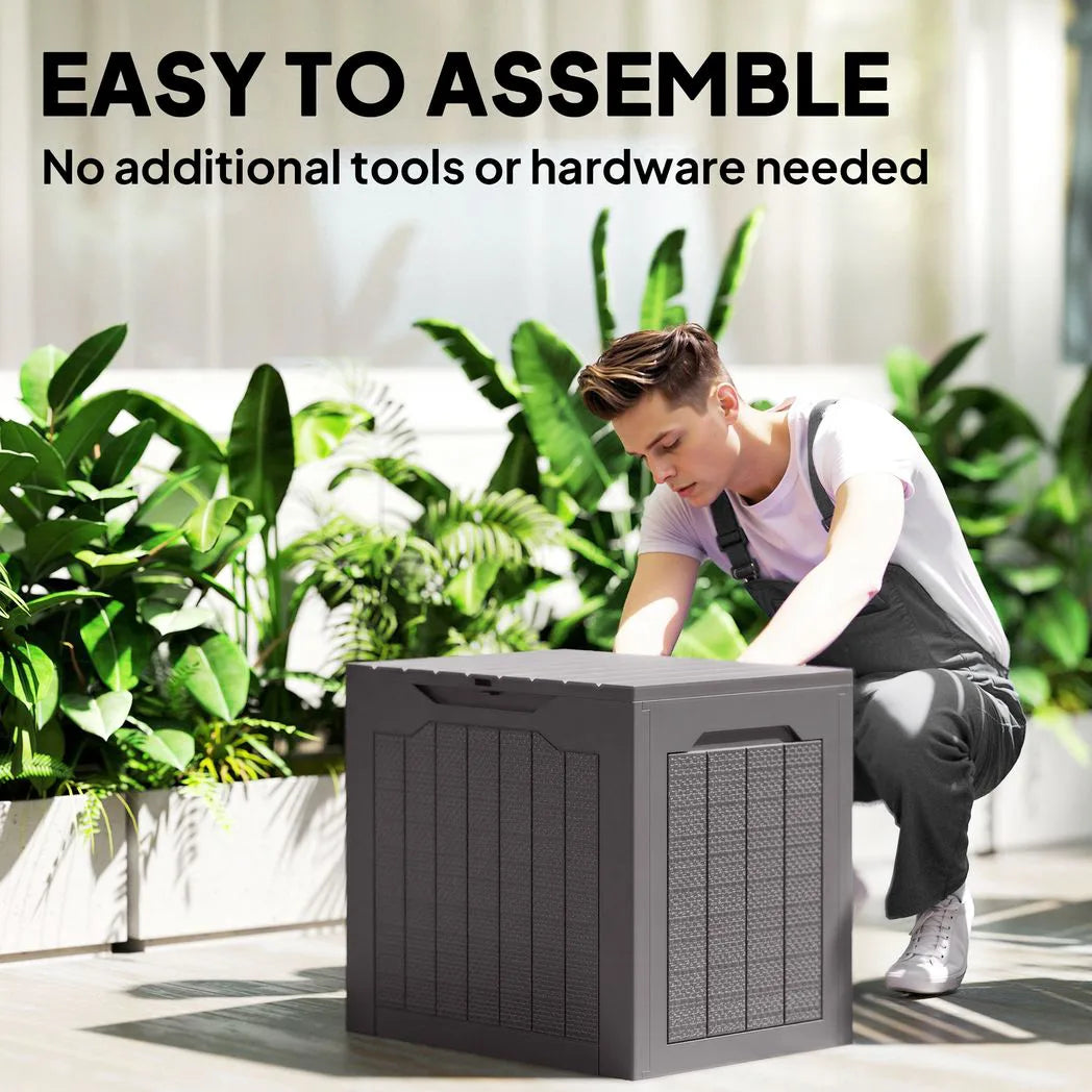 Outsunny 97L Waterproof Garden Storage Box with Handles and Padlock Loop – Outdoor Container, Brown