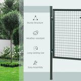 HOMCOM Green Steel Garden Gate with Lock and 3 Keys, 97 x 150 cm – Secure Fence Gate with Handle