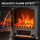 HOMCOM Vintage Electric Fireplace Stove, 1000W/2000W Freestanding with LED Flame and Thermostat – Grey
