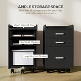 HOMCOM 3 Drawer Rolling Filing Cabinet with Printer Top – Under-Desk A4 Hanging Folder Storage, Black