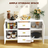 HOMCOM Modern White and Gold Sideboard with 2 Cupboards and 3 Drawers – Dining Room, Kitchen Storage Cabinet