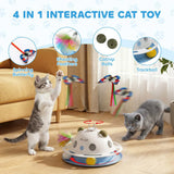 PawHut 4-in-1 Interactive Cat Toy with Spinning Butterfly, Shooting Feathers and Catnip Balls