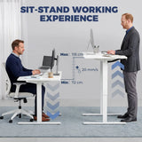 HOMCOM Electric Standing Desk with Memory Presets, LED Display & Cable Holes – Height Adjustable, White