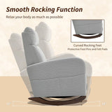 HOMCOM Corduroy Rocking Armchair with Thick Padding and Side Pockets – Relaxing Living Room Chair, Grey