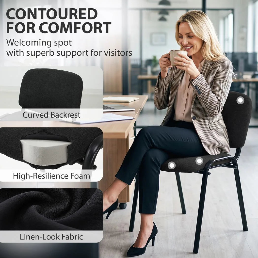 HOMCOM Stackable Meeting Chair with Padded Seat and Curved Backrest – Conference Room Office Chair, Black