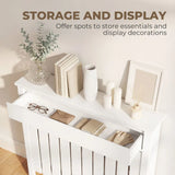 HOMCOM Radiator Cover with Top Drawer, 93 x 88.5 cm Slimline Rustic-Look Heater Cabinet, White