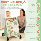 AIYAPLAY Wooden Baby Walker with Speed Control, Xylophone, Gears & Bead Maze – Push Along Toy, Green