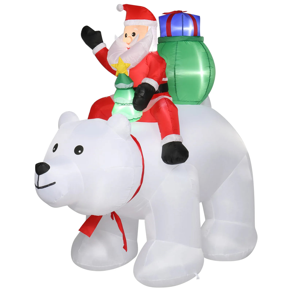 Garden Santa Claus Riding Polar Bear Decoration with 7 LED Lights, 6ft – Outdoor Christmas Display