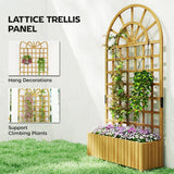 Outsunny Wooden Raised Planter with Curved Trellis & Drainage Holes – Garden Bed for Climbing Plants, Fir Wood