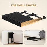 HOMCOM Folding Small Desk on Wheels – Space-Saving Computer Desk with Phone Slot, Black Wood Effect