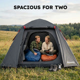 Outsunny 2-Person Camping Tent with 3000mm Waterproof Rating, 2 Doors & Mesh Windows – Dark Grey and Red