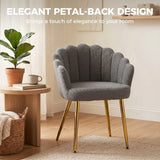 HOMCOM Petal-Back Lounge Armchair with Faux Lamb's Wool & Metal Legs – Accent Chair for Living Room, Grey