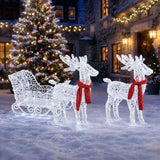 Light-Up Reindeer and Sleigh Christmas Decoration – 73cm, 240 White LEDs, UK Plug
