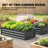 Outsunny Set of 2 Raised Beds for Garden, Galvanised Outdoor Planters for Herbs Vegetables