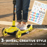 AIYAPLAY Foldable Three-Wheel Electric Scooter with LED Lights, Adjustable Handlebar – Kids Ages 6-10, Yellow