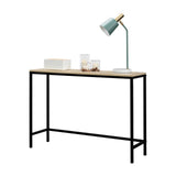 Industrial Style Console Table with Metal Frame – Single-Layer Entryway & Sofa Side Table, Light Walnut